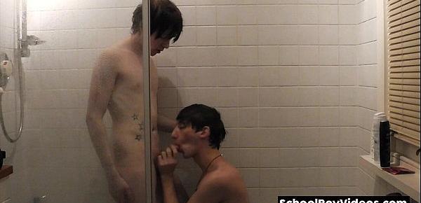  Twink boys play in the shower